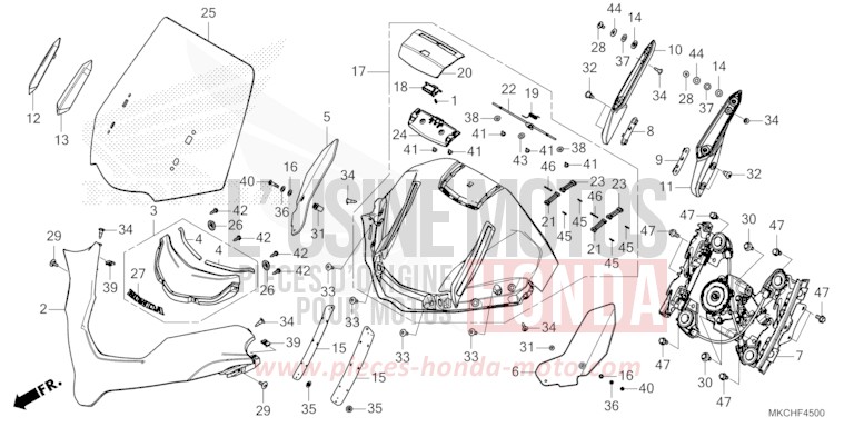 WINDSCREEN for Gold Wing PEAL DEEP MUD GRAY (NHC47B) from 2021